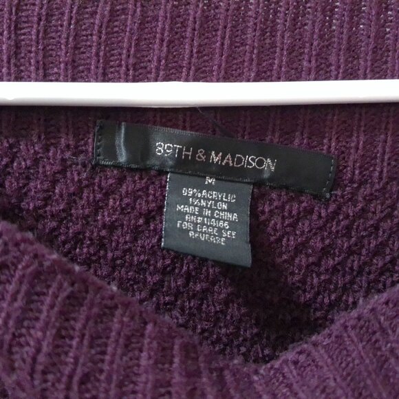 89th & Madison Cable Knit Sweater Plum Purple – Women’s Medium - Picture 2 of 2